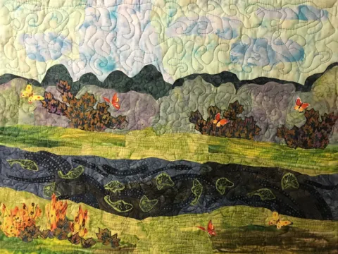 Quilted panel of Salmon Brook