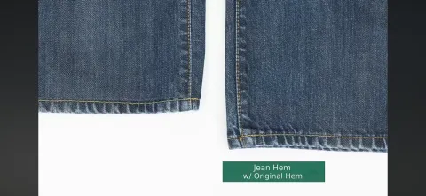 Hem line on jeans.