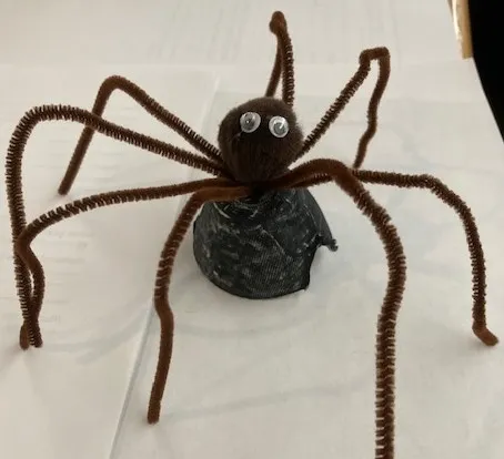pipe cleaner and egg carton spider