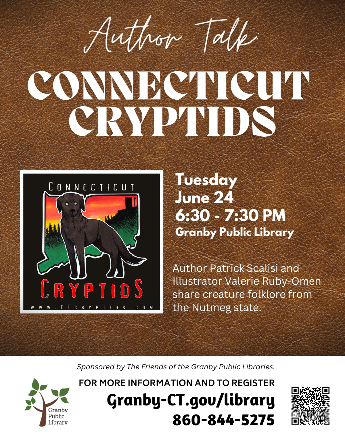 Promotional flyer featuring book jacket cover image