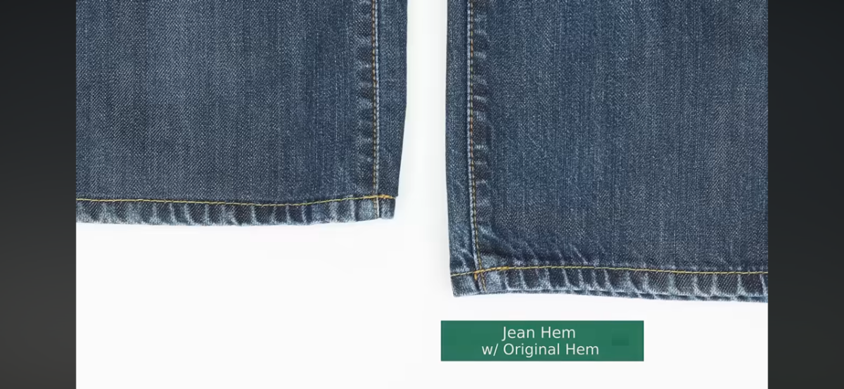 Hem line on jeans.